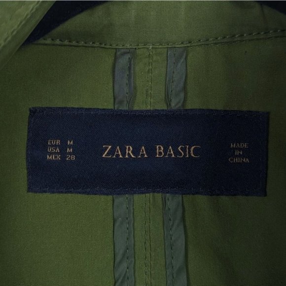 Zara Basic Women Army Green Snap Front Parka Jacket Lightweight - Picture 6 of 7